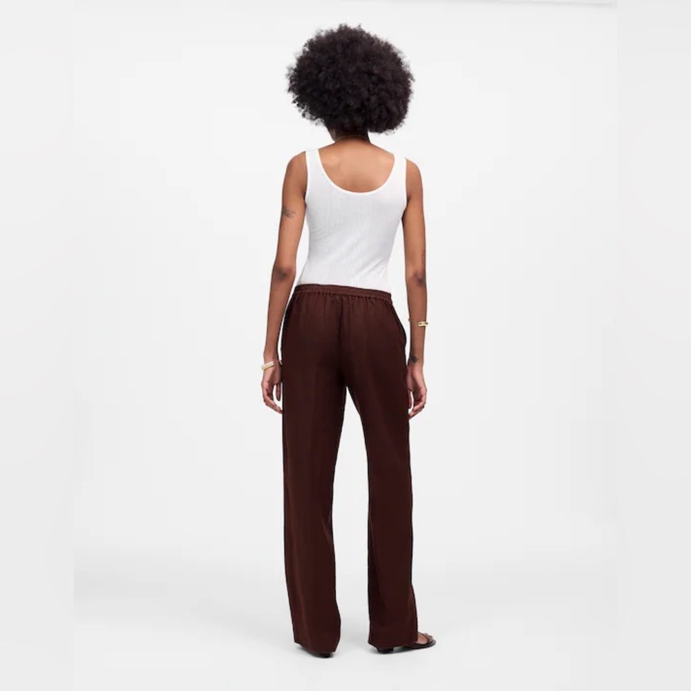 Madewell women’s The Easy Pull-On Pant 100% Linen brown Size M NWT - Picture 4 of 10